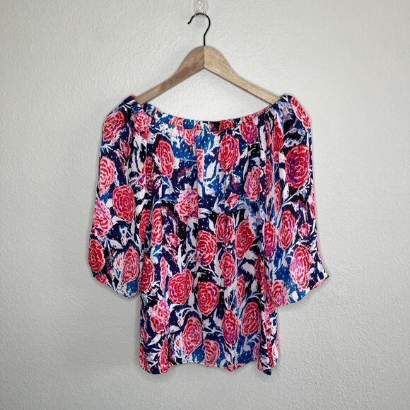Fuzzi by jean paul gaultier Floral Print Off-Shoulder Chiffon Blouse 38 - Picture 2 of 13